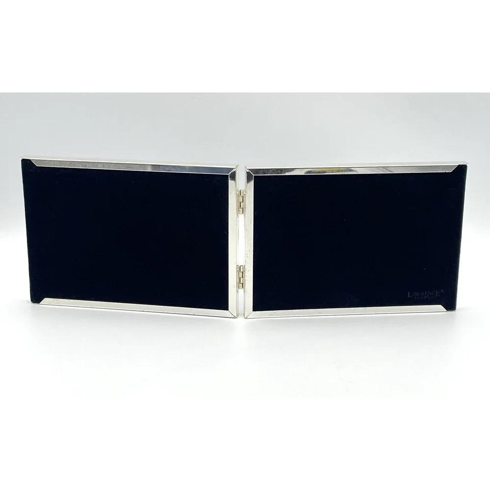 Lawrence Frames Polished Silver Plate 5x7 Hinged Double Horizontal Bead Trim NEW